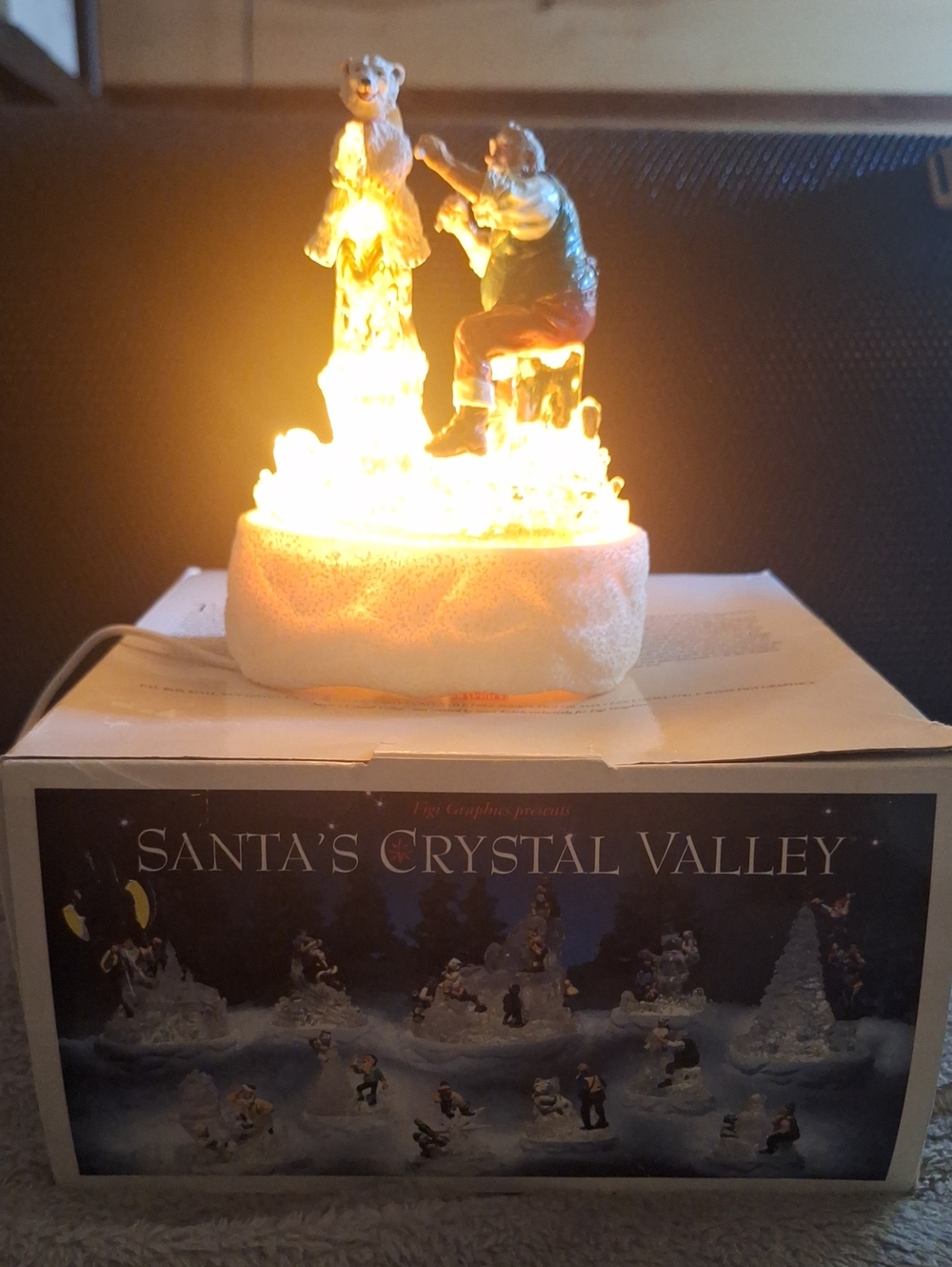Vintage Santa's Crystal Valley Lighted  Figurine - Multi-Color